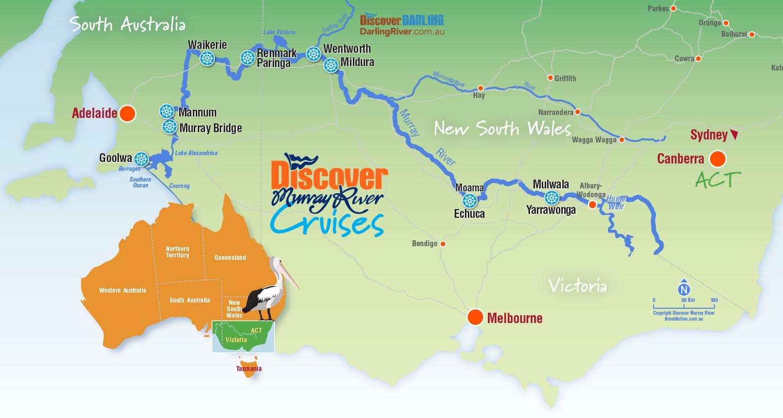 Murray River Cruises Hire Map